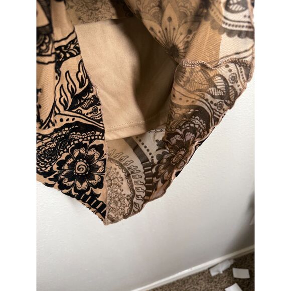 Shein Womens Beige Black Velvet Burnout Maxi Skirt Sz M Whimsigoth Gothic - Picture 4 of 7